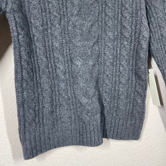 Rachel Zoe Size XS Cable Knit Rib Sweater Gray Crew Neck Long Sleeves - Picture 5 of 8